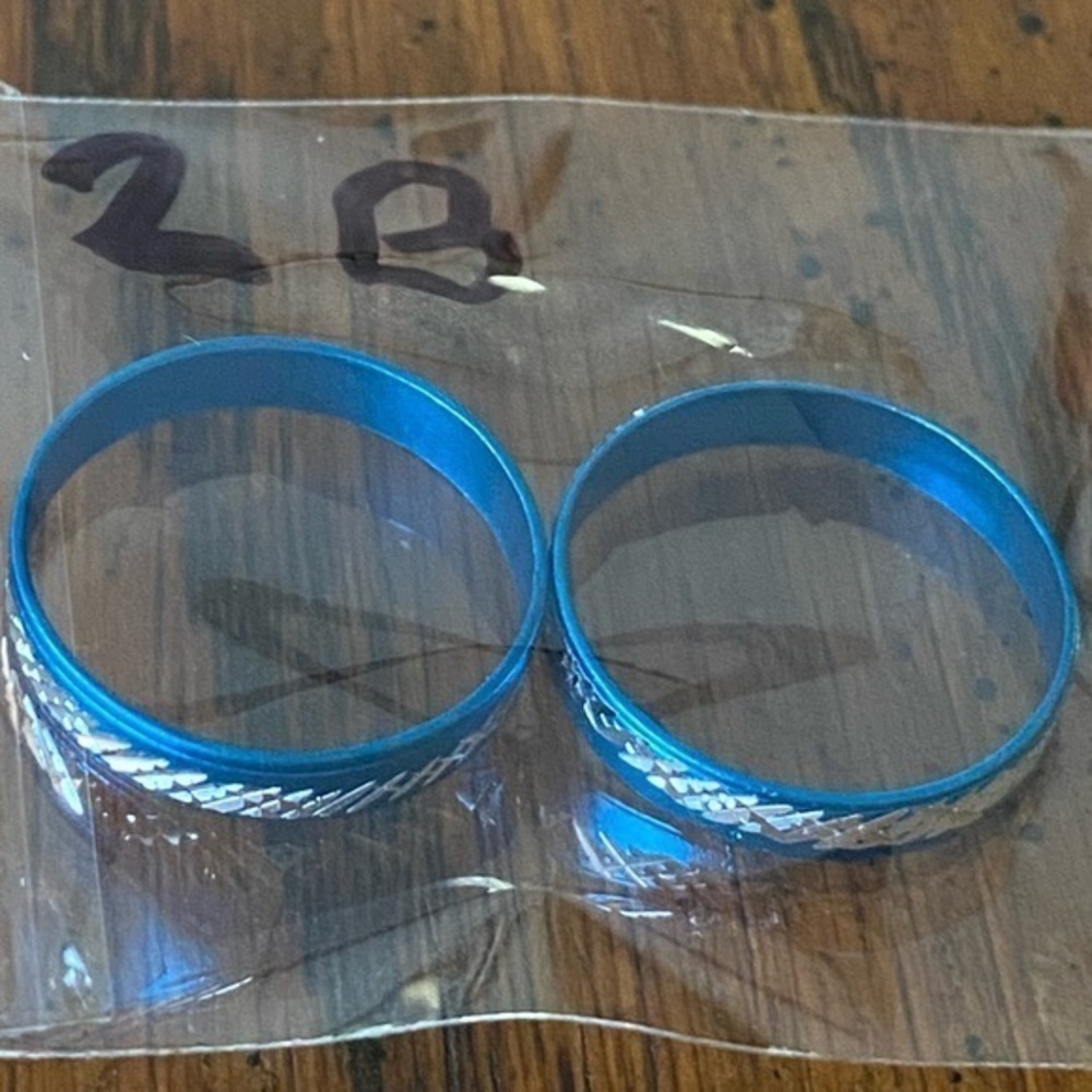 NEW - Fine Fashion Unisex Lightweight Aluminum 2 Count Rings (Blue / 16-19MM)